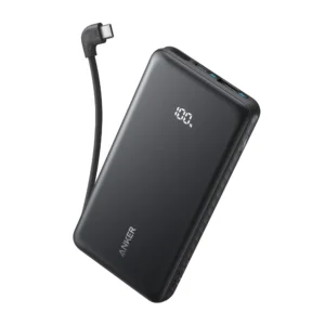 Anker Zolo Power Bank (10K, 22.5w, Built-in Usb-C Cable) Black