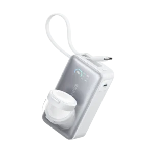 Anker MagGo Power Bank (10K, 30W, Built-in Usb-C Cable, Made for Apple Watch) White