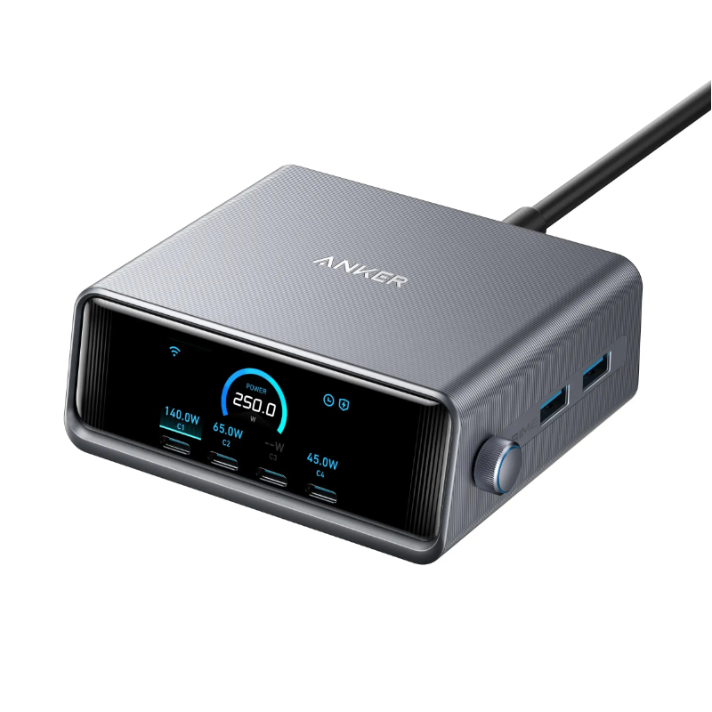 Anker Prime 250W Gan Desktop Charger (6 Ports) Silver